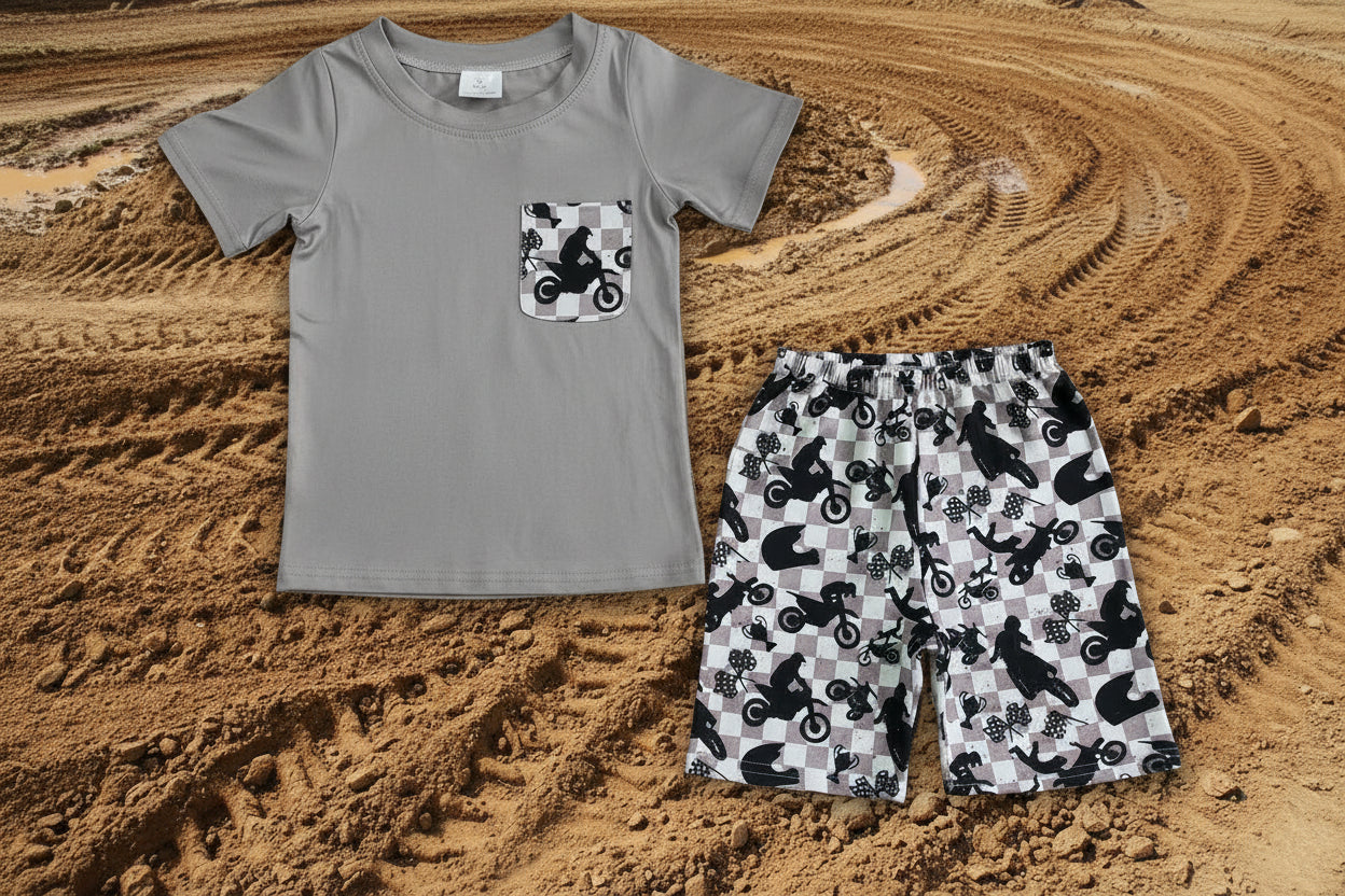 Boys Motorbike Pocket Shorts Set