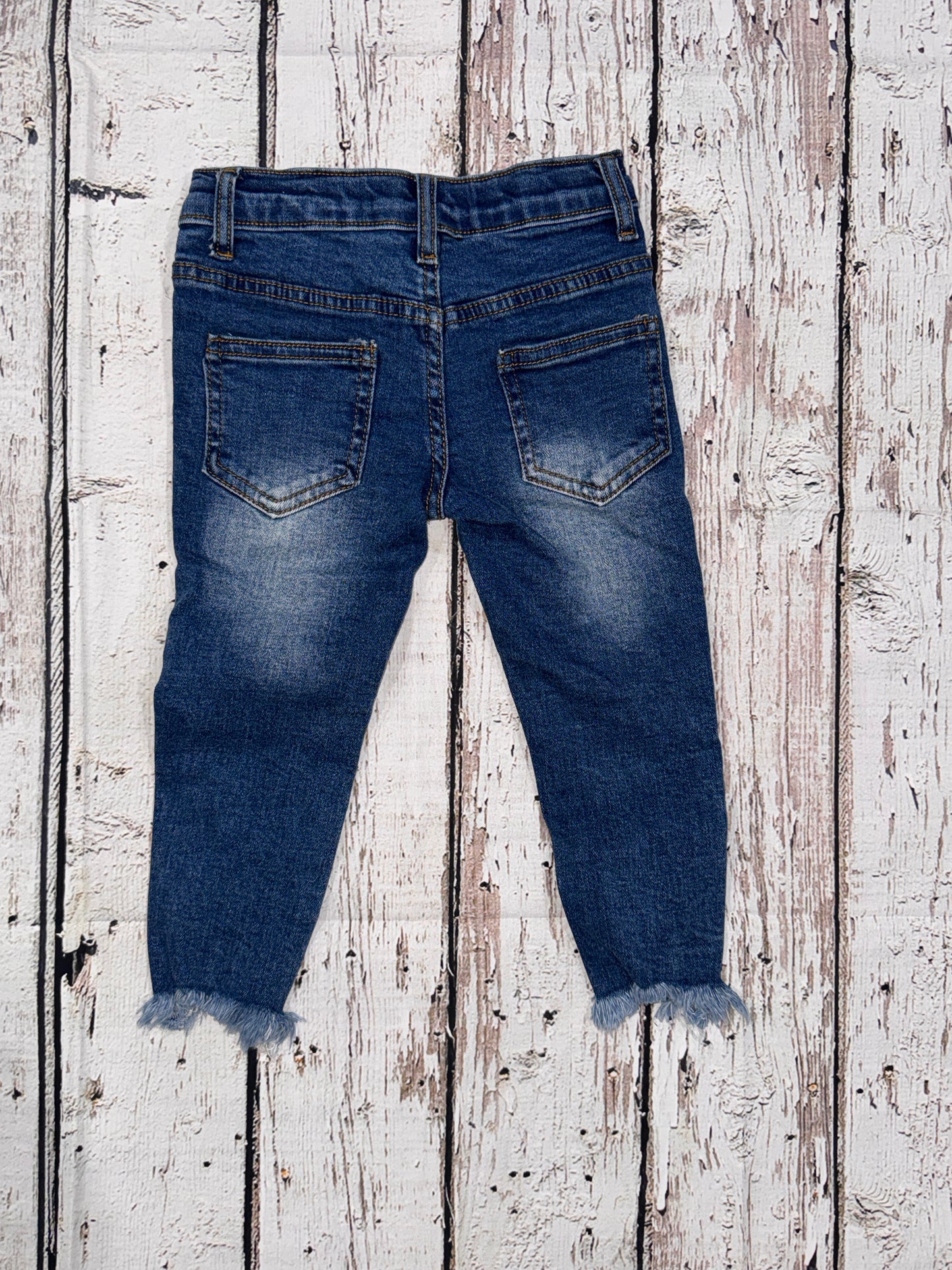 Girls Distressed Hem Skinny Jeans