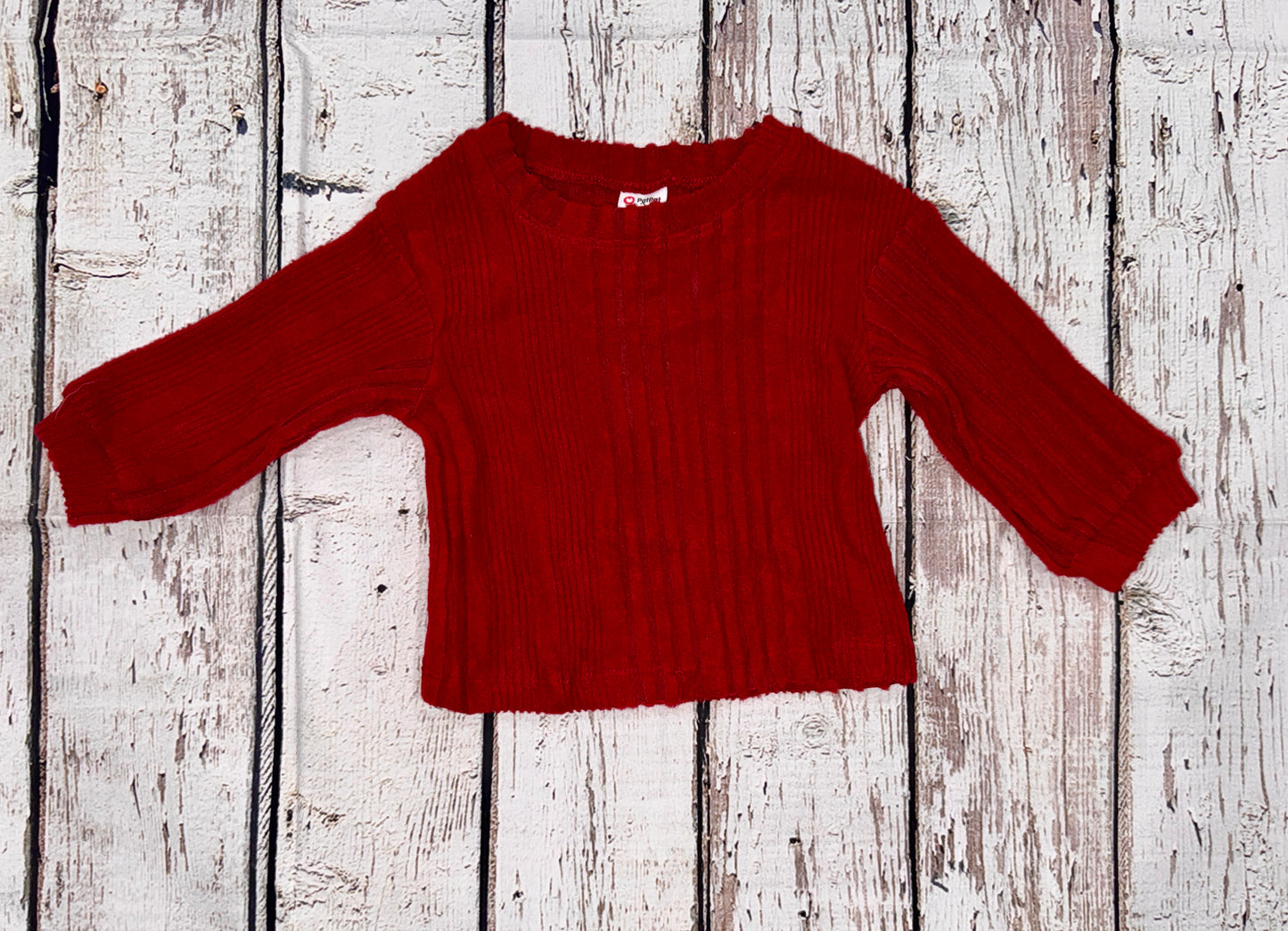 Textured Long Sleeve Tee- Burgundy
