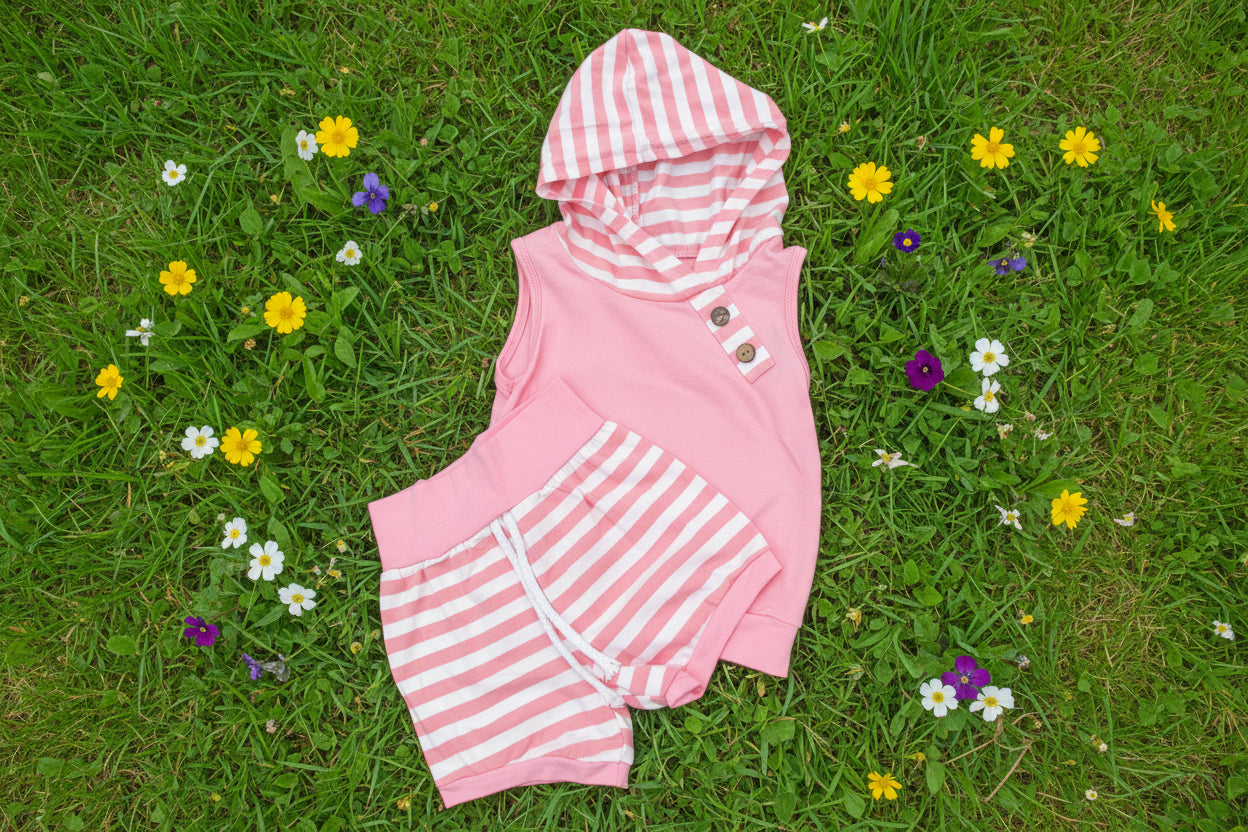 Pink Stripe Hoodie Set
