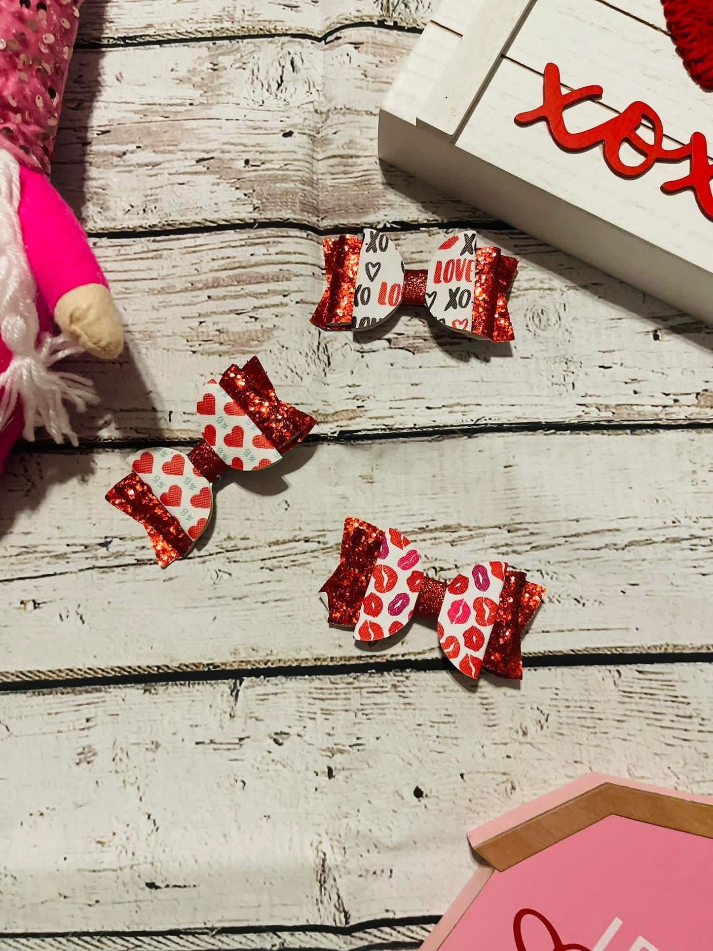 3pk Valentine's Day Hair Bows