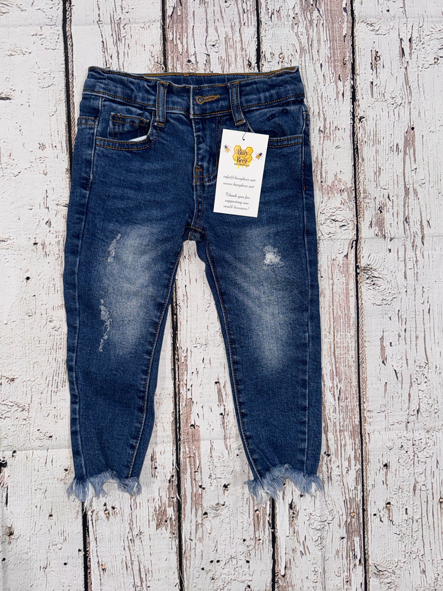 Girls Distressed Hem Skinny Jeans