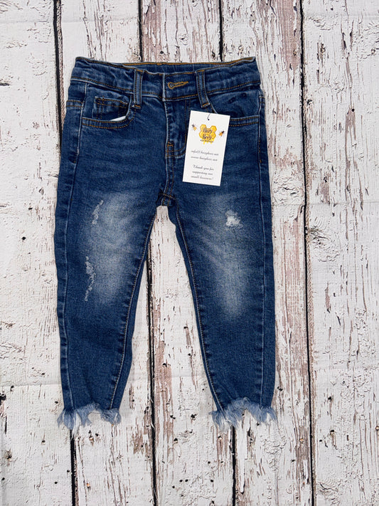 Girls Distressed Hem Skinny Jeans