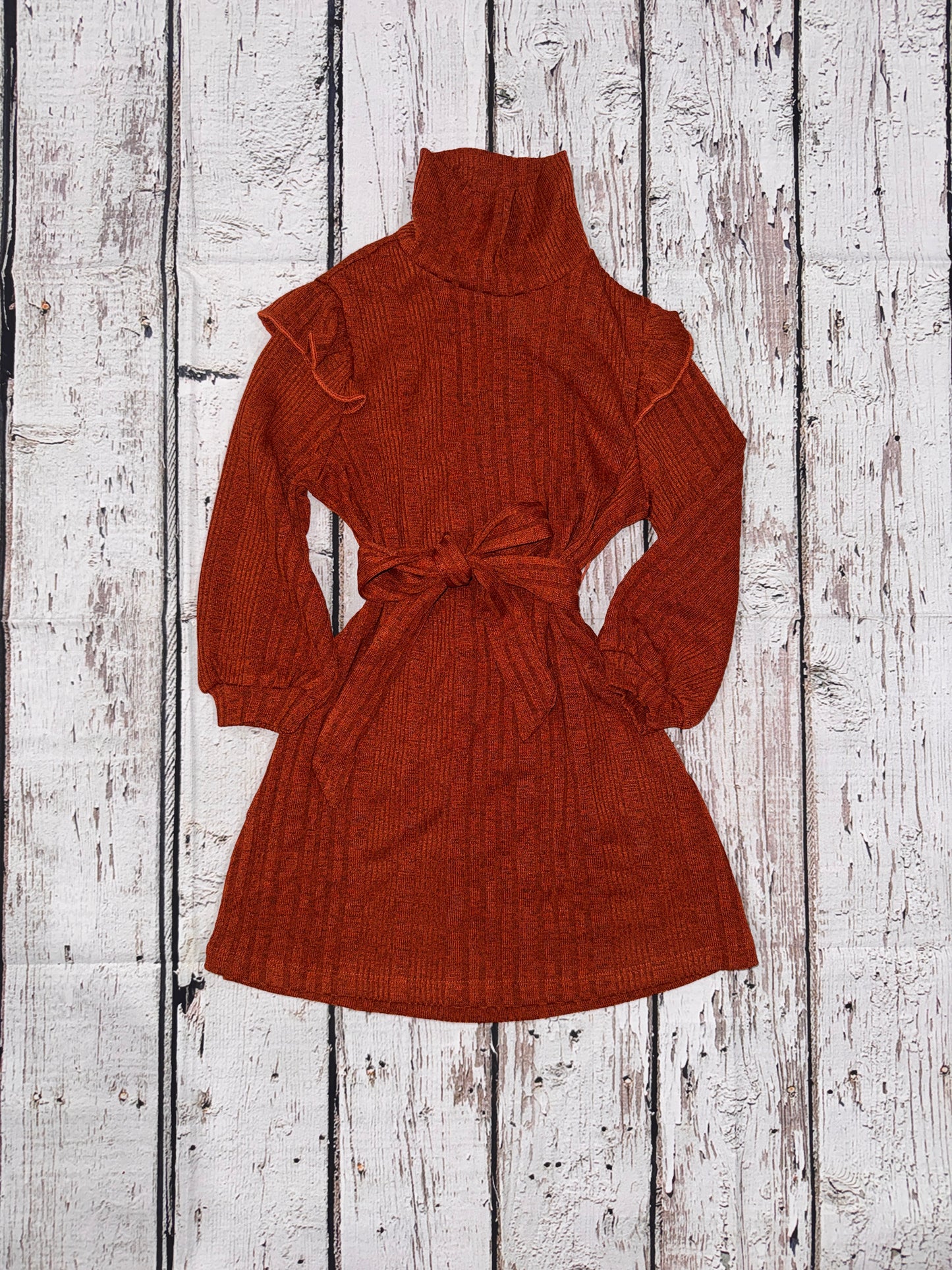 Girls Solid Color Flutter Sleeve Dress
