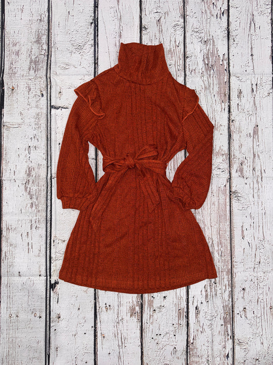 Girls Solid Color Flutter Sleeve Dress