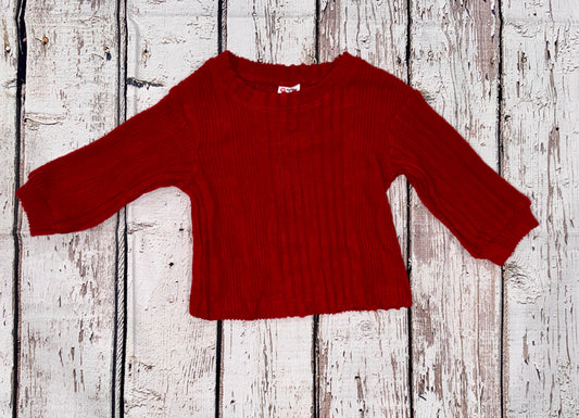 Textured Long Sleeve Tee- Burgundy