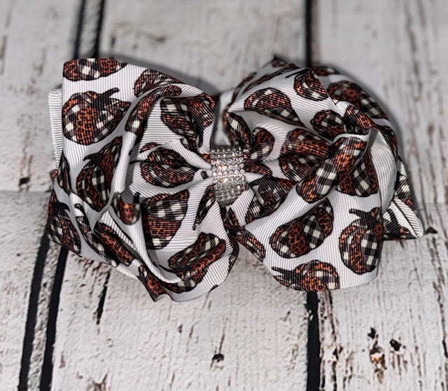 Cheetah Pumpkin Hair Bow