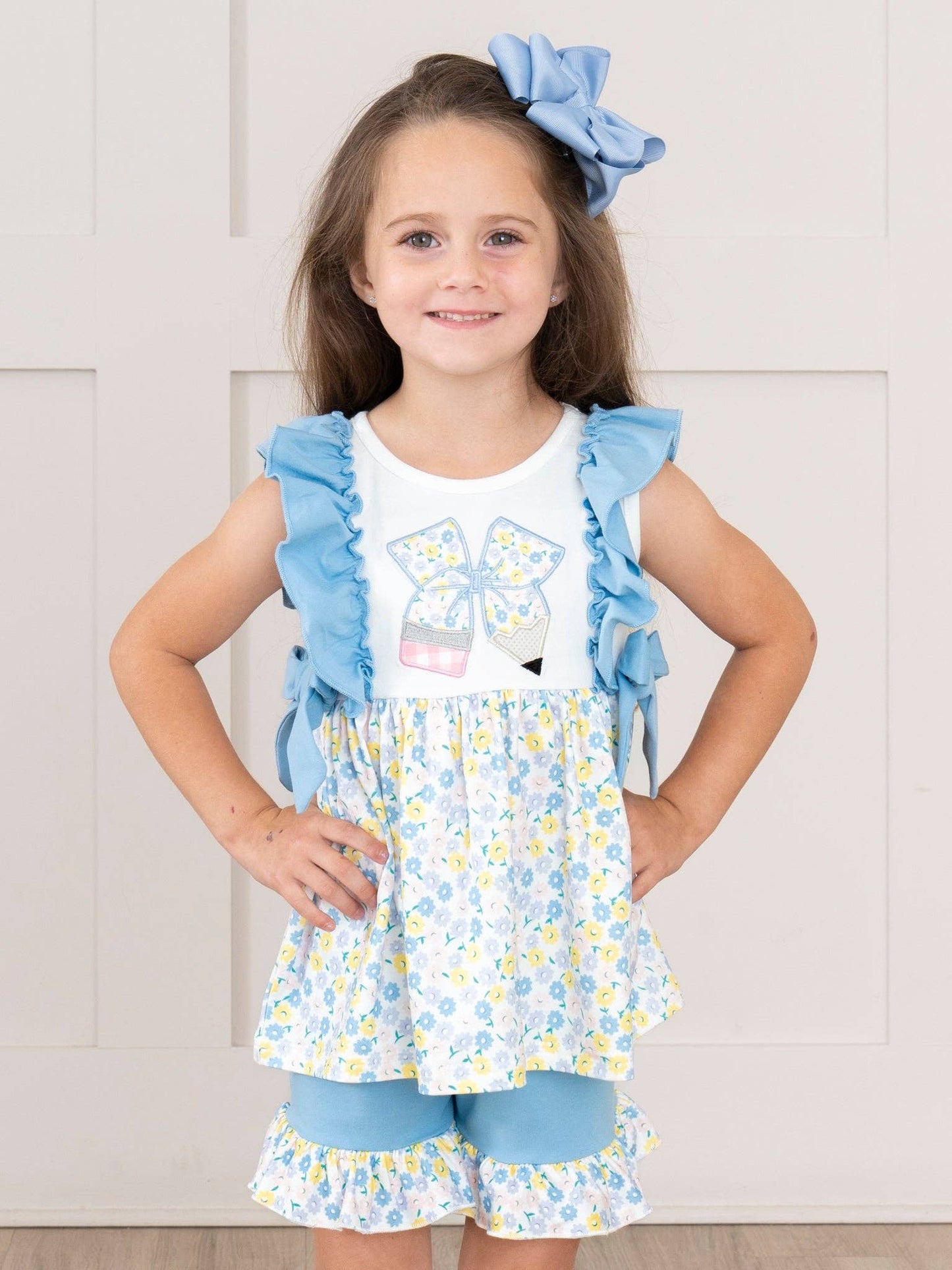 Ruffle Floral Bow Pencil Outfit