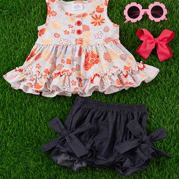 Floral Tunic & Ruffle Shorts Set